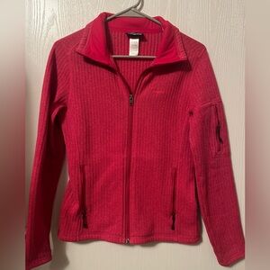 Patagonia Cables Full Zip Fleece Jacket Women Pink Ribbed Knit Warm Casual Small